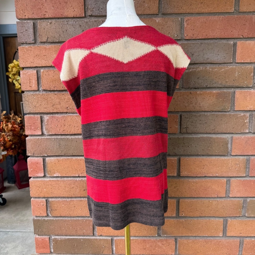 Ralph Lauren Southwestern Top Sweater Sleeveless | Brown Red Tan | Size XL - Picture 2 of 9
